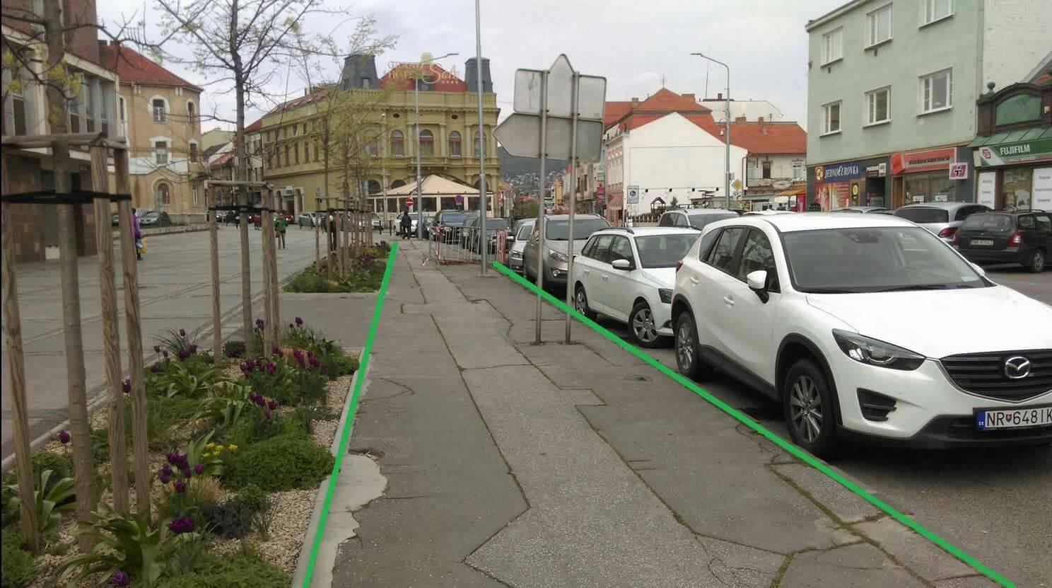 Vizualizácia cyklotrasy - Štefánikova ulica Nitra pri VÚB