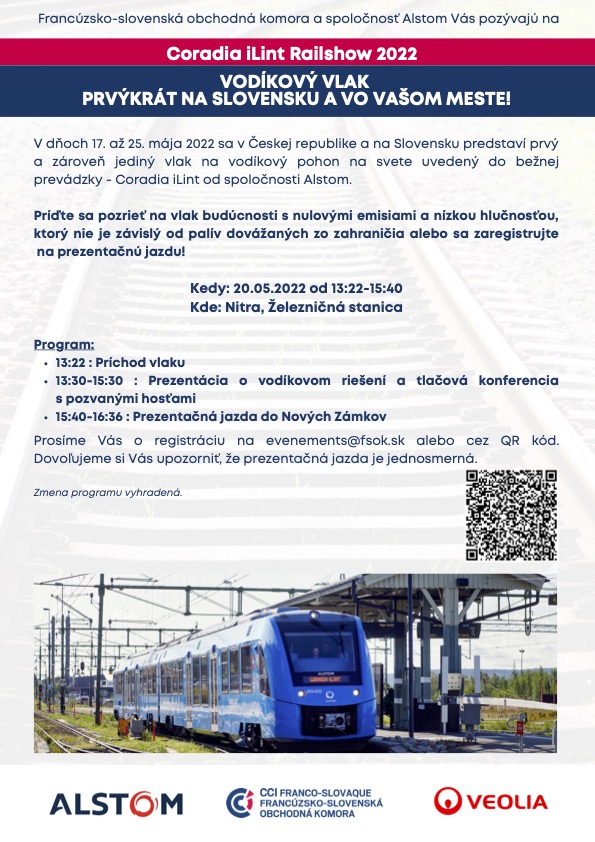 V Nitre sa predstaví vlak na vodíkový pohon (20. máj 2022)
